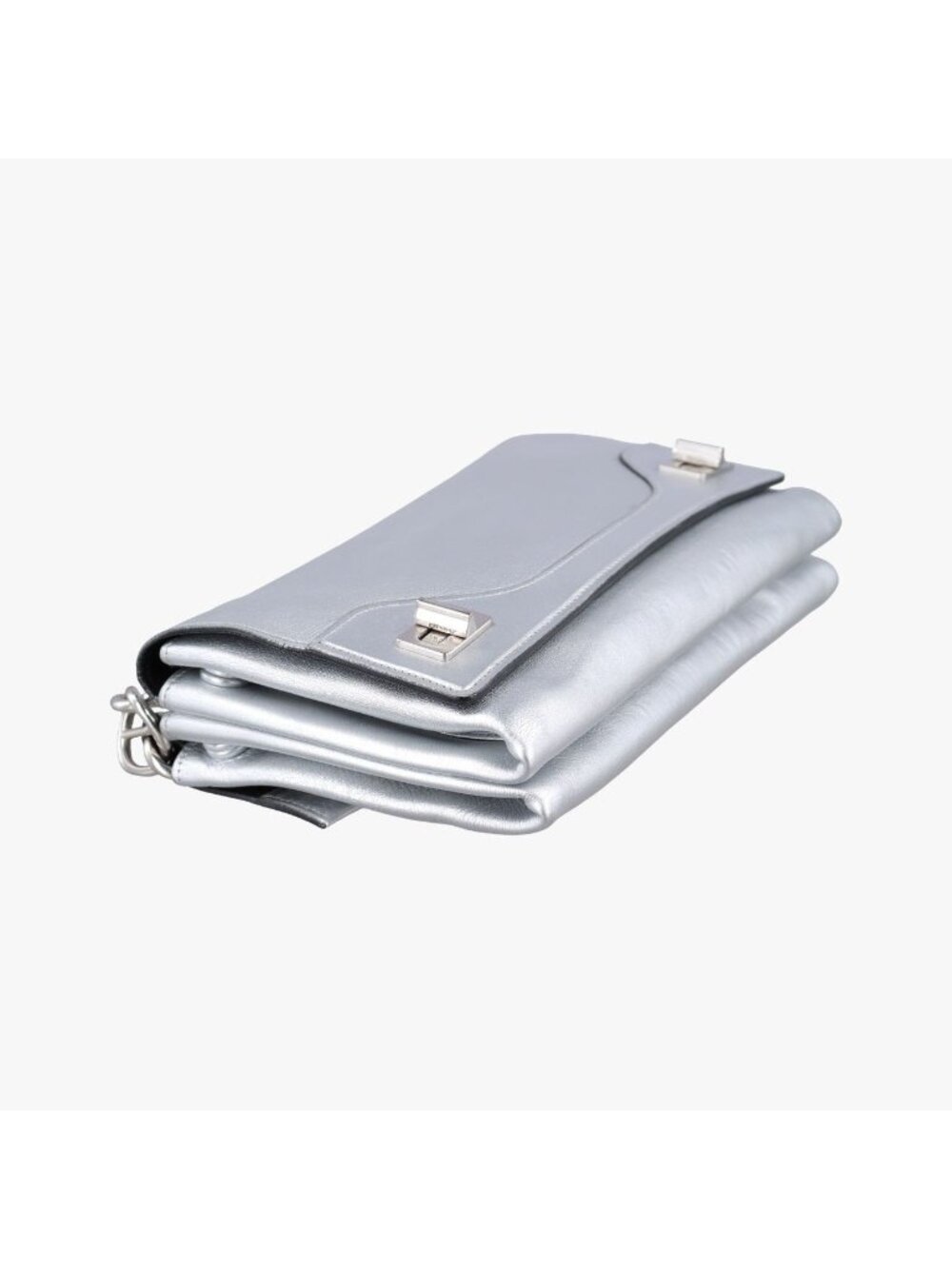Prada Half Flap Double Silver Leather Bag 25 - Picture 7 of 16